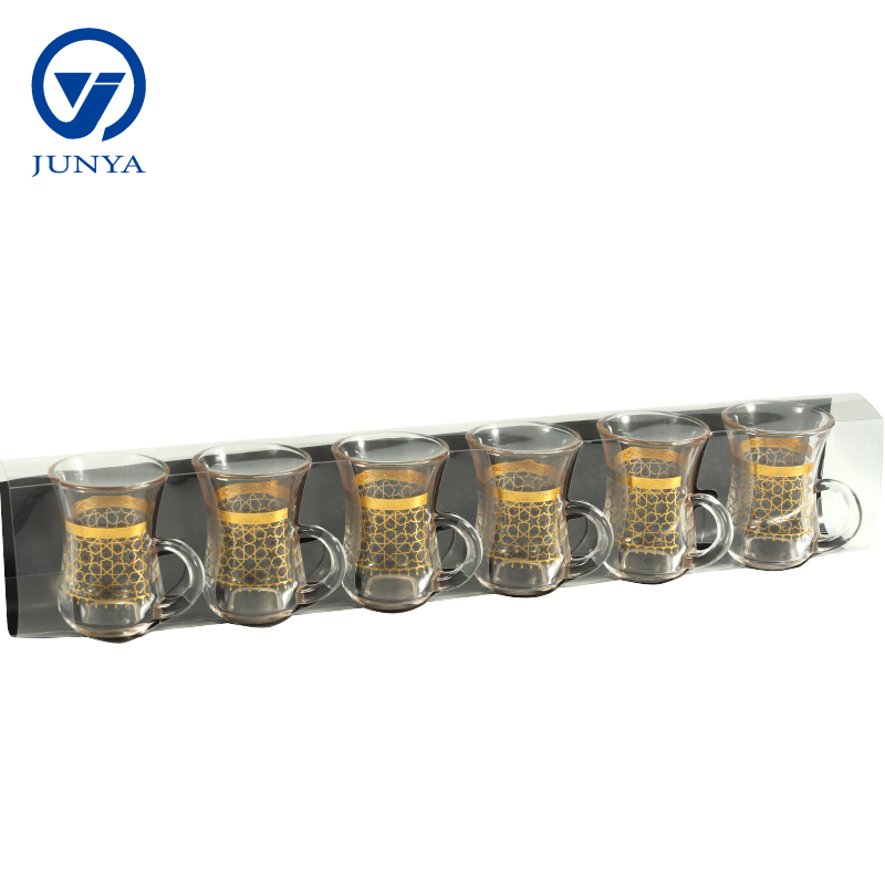 Delicate Glass Black Tea Mug Gift Set with Unique Design Pattern