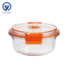 High-Borosilicate Glass Food Container with Orange Vacuum Lid Round Shape