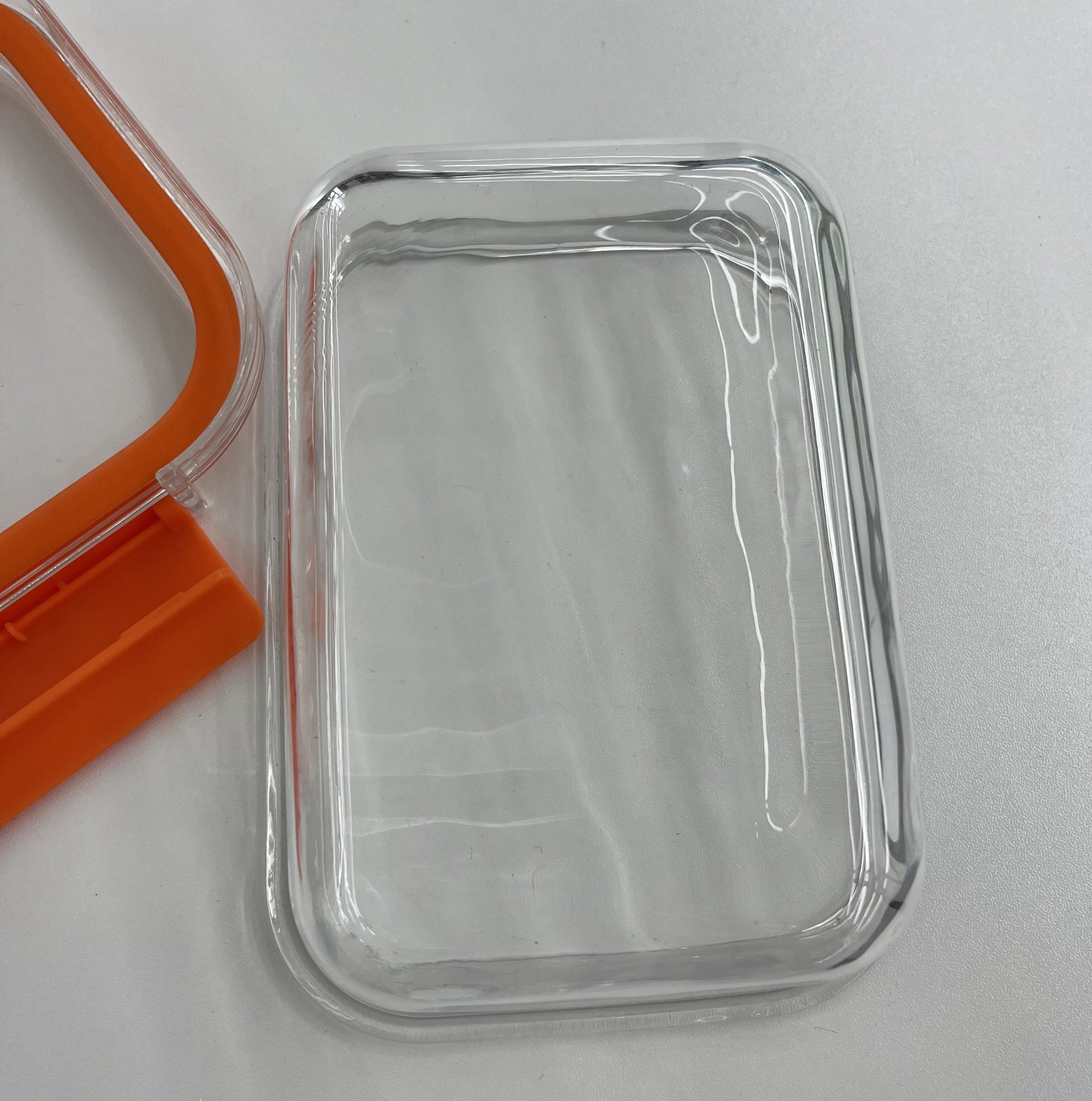 High-Borosilicate Glass Food Container with Orange Vacuum Lid Round Shape