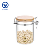 High-Borosilicate Glass Storage Jar with Bamboo Wood Lid And Steel Wire Buckle