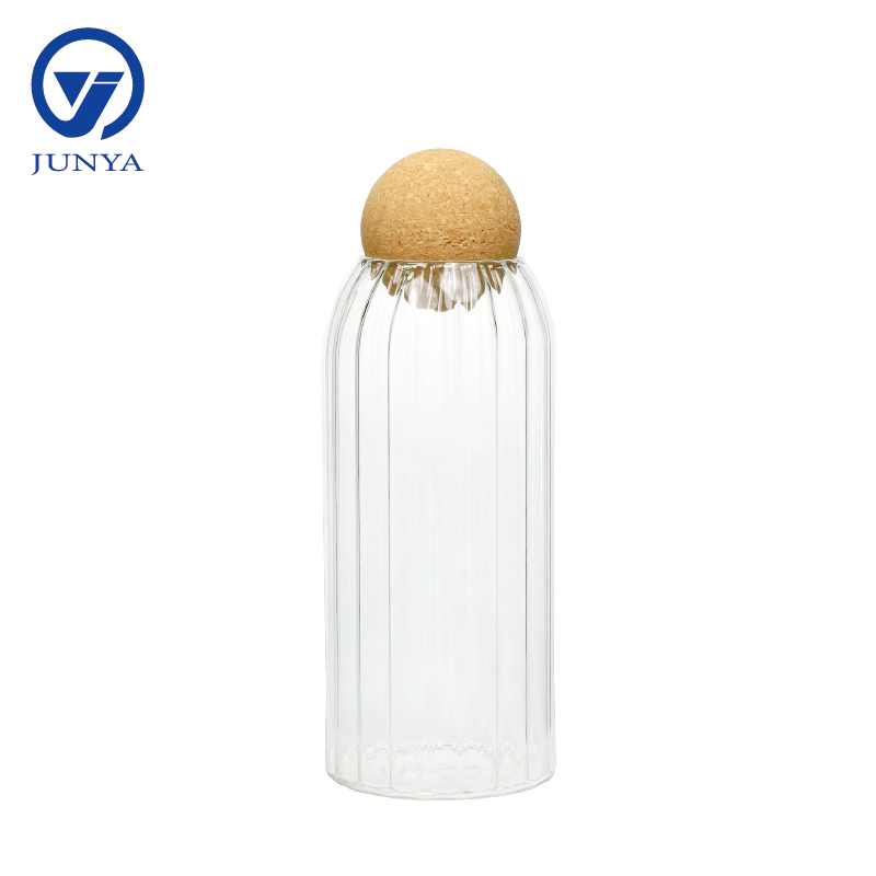High-Borosilicate Glass Storage Jar with Bamboo Wood Ball