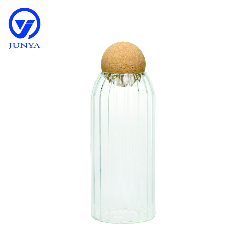 High-Borosilicate Glass Storage Jar with Bamboo Wood Ball