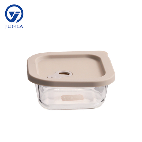 Square Glass Food Container with Silicon Lid