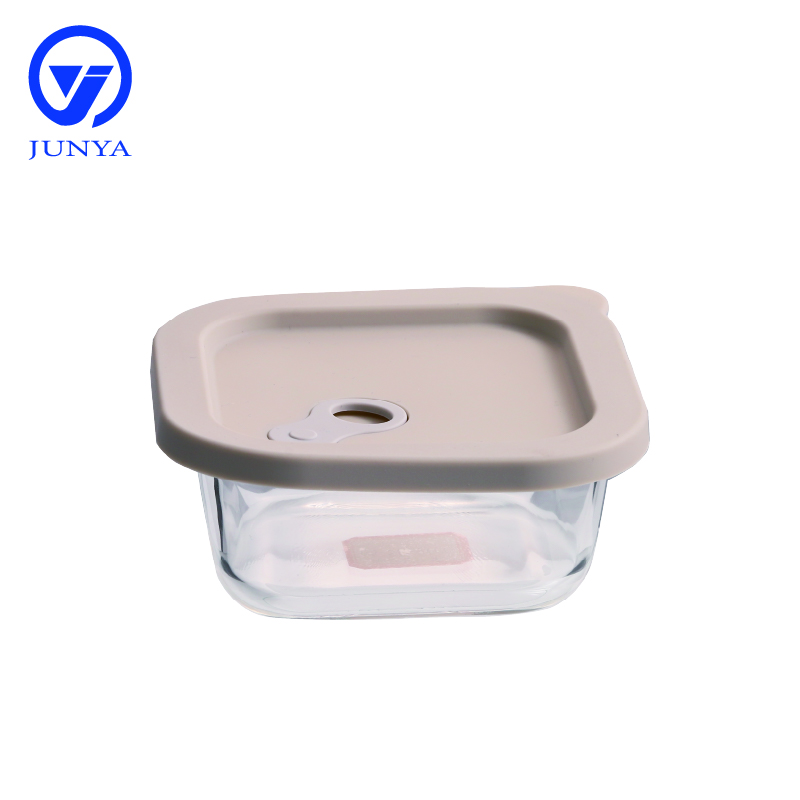 Square Glass Food Container with Silicon Lid