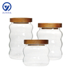 High-Borosilicate Glass Storage Jar with Bamboo Wood Lid Modern Shape