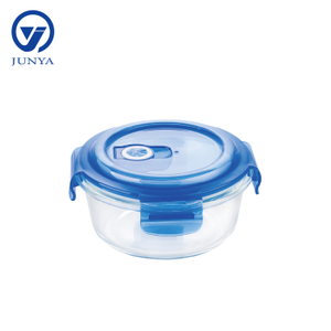 Round Glass Food Container with Plastic Valve Lid
