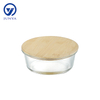 High-Borosilicate Glass Food Container with Bamboo Wood Lid Round Shape