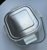Square Glass Food Container with Four Lock Plastic+Iron Lid