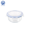 Round Glass Food Container with Four Lock Plastic Lid