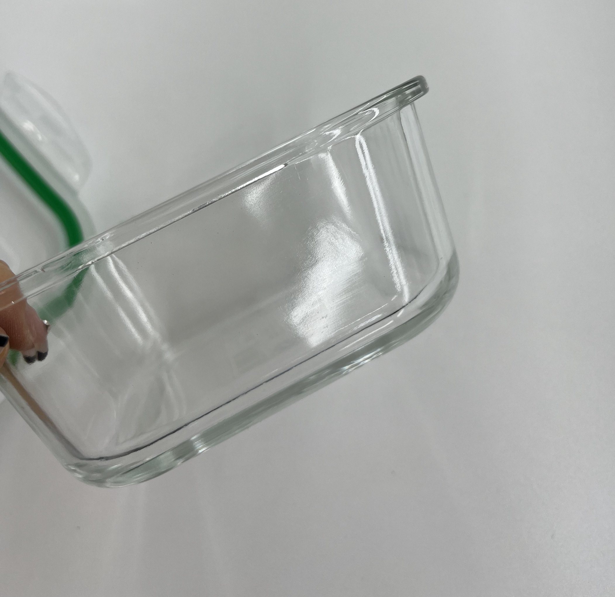 Square Glass Food Container with Four Lock Plastic Lid