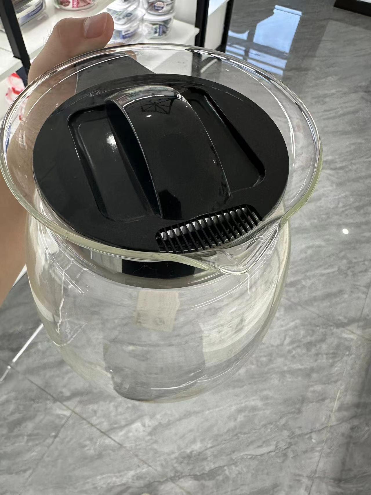 Large High-Borosilicate Glass Kettle with Plastic Lid