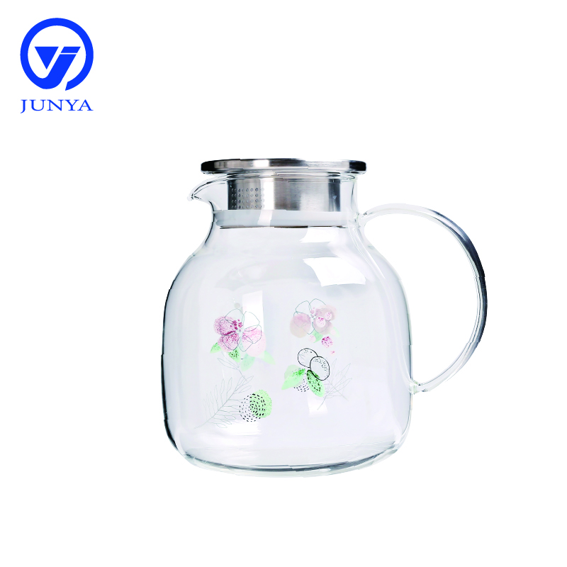 High-Borosilicate Glass Water&Tea Jug with Electroplating Belly Shape