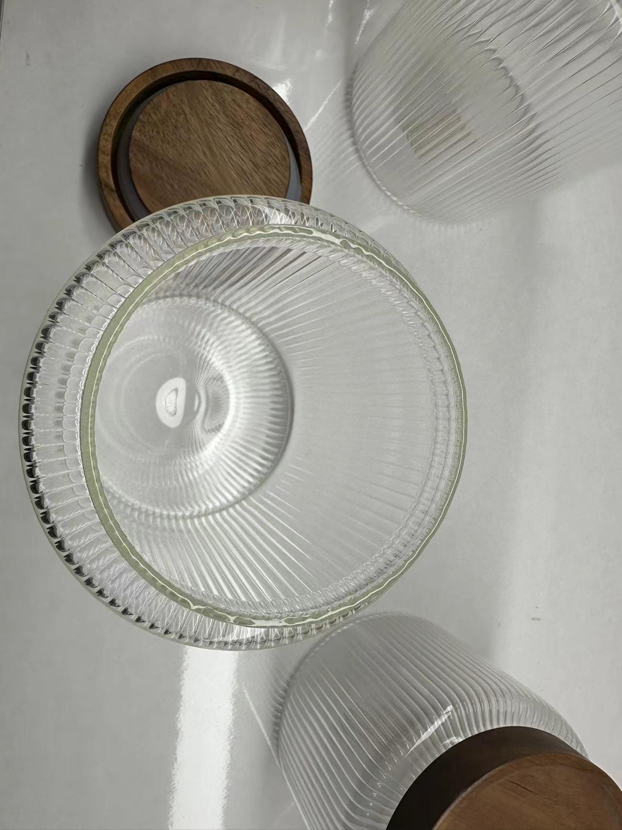 High-Borosilicate Glass Storage Jar with Bamboo Wood Lid Stripe Inside