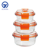 High-Borosilicate Glass Food Container with Orange Vacuum Lid Round Shape