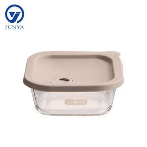 Square Glass Food Container with Silicon Lid