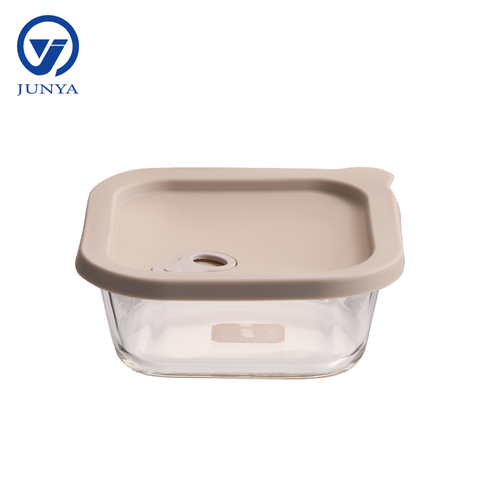 Square Glass Food Container with Silicon Lid