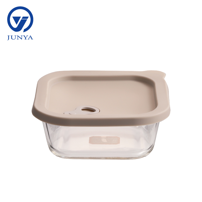 Square Glass Food Container with Silicon Lid