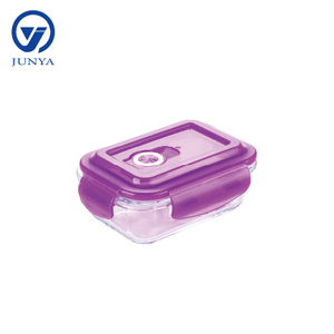 Rectangle Glass Food Container with Plastic Valve Lid
