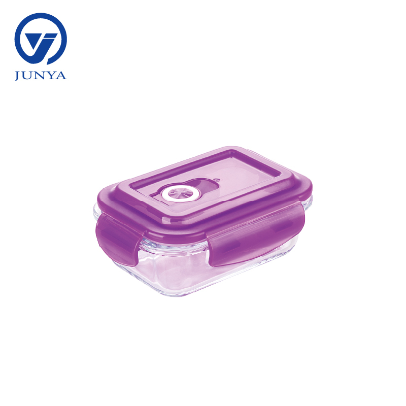 Rectangle Glass Food Container with Plastic Valve Lid