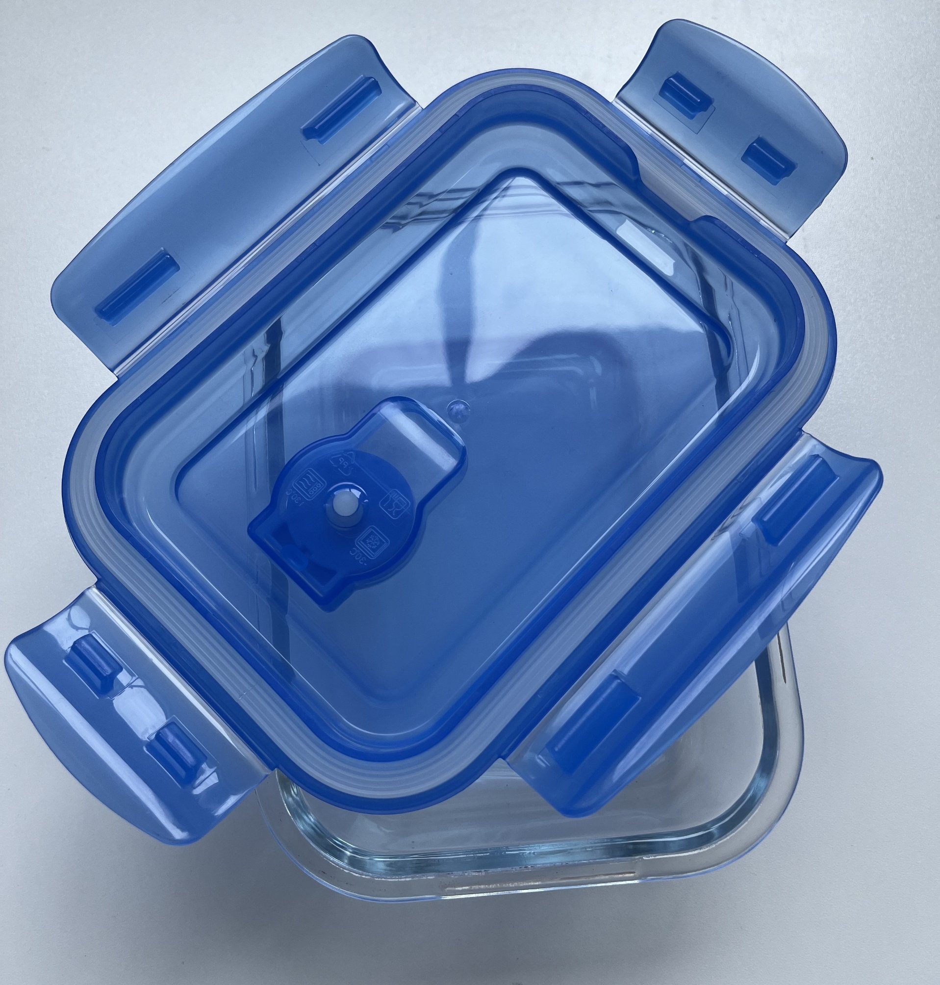 Rectangle Glass Food Container with Plastic Valve Lid