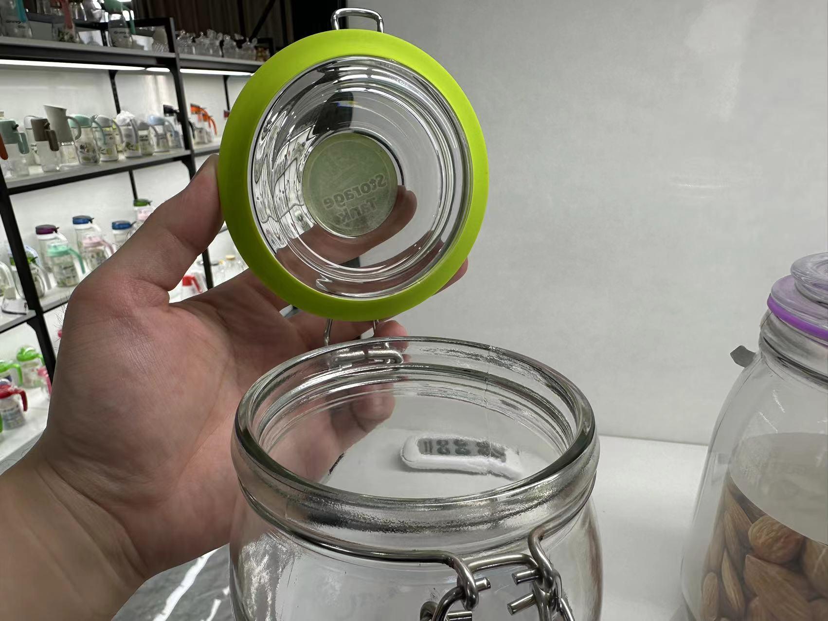 Glass Jar Square Shape with Steel Wire Buckle