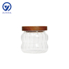 High-Borosilicate Glass Storage Jar with Bamboo Wood Lid Wave Pattern