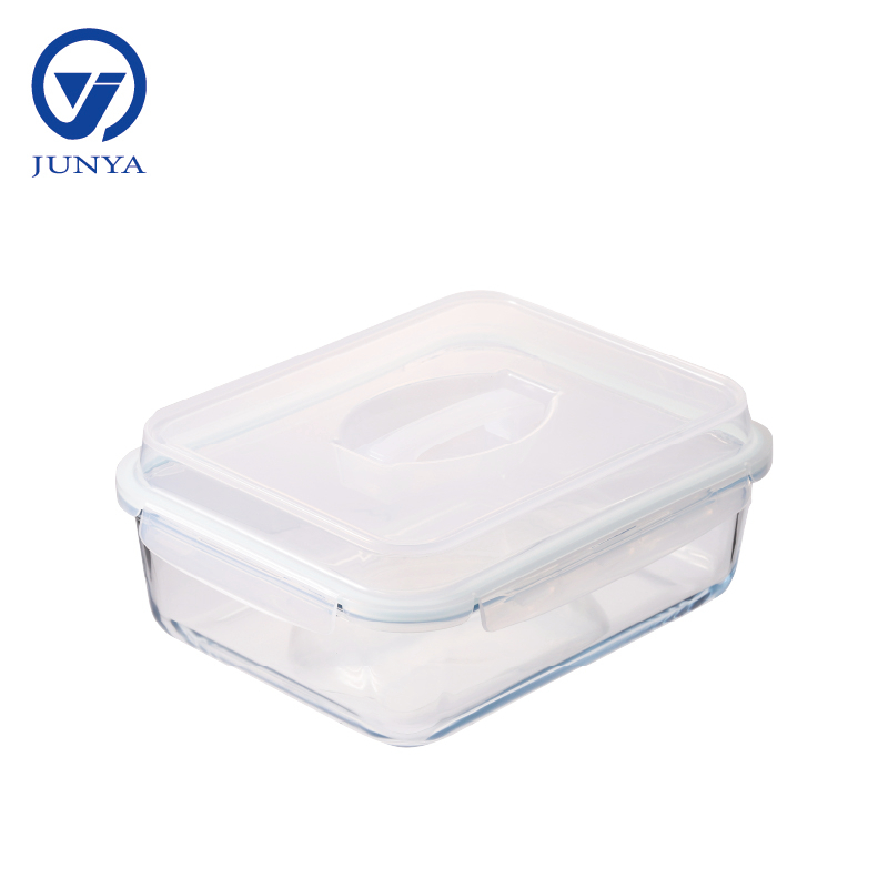 Large Size Glass Food Container with Handle of Plastic Top Cover