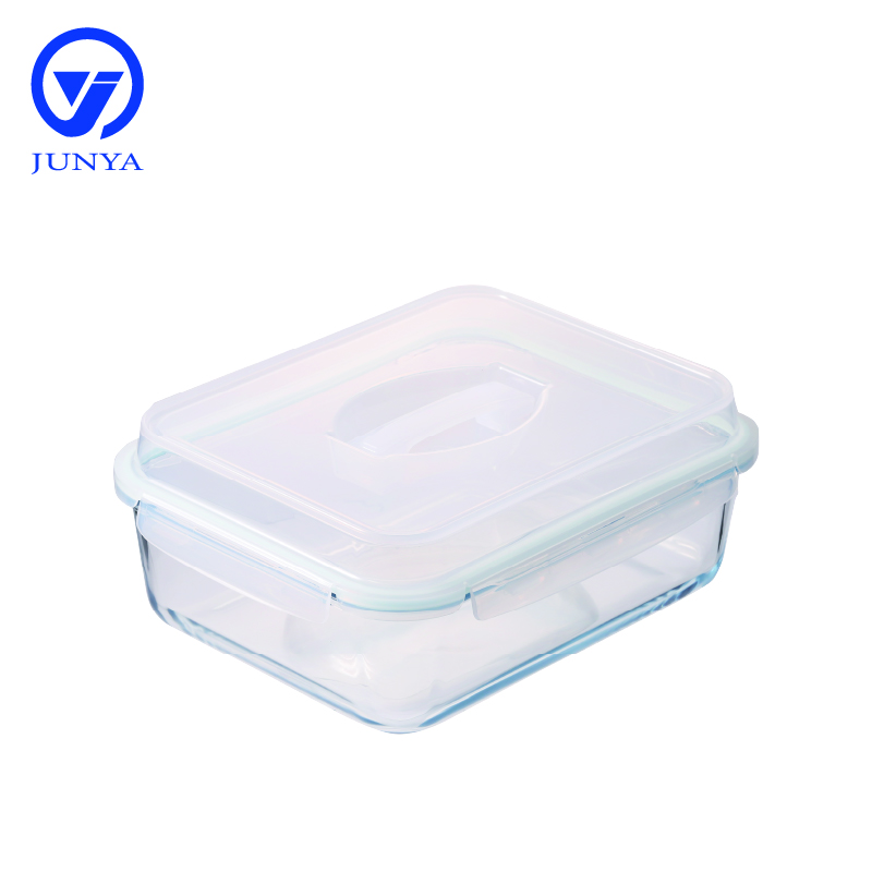 Large Size Glass Food Container with Handle of Plastic Top Cover