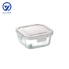 Square Glass Food Container with Four Lock Plastic+Iron Lid