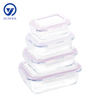 Rectangle Glass Food Container with Four Lock Plastic Lid