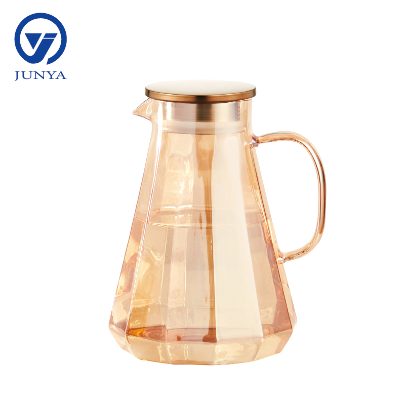 High-Borosilicate Glass Flag Pattern Water Jug with Electroplating