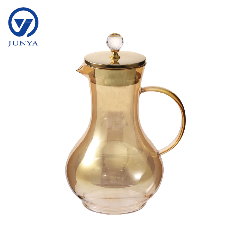High-Borosilicate Glass Water&Tea Jug with Electroplating Calabash Shape