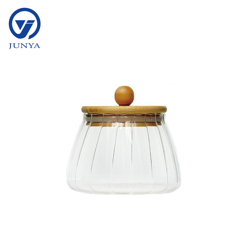 High-Borosilicate Glass Storage Jar with Bamboo Wood Ball Lid
