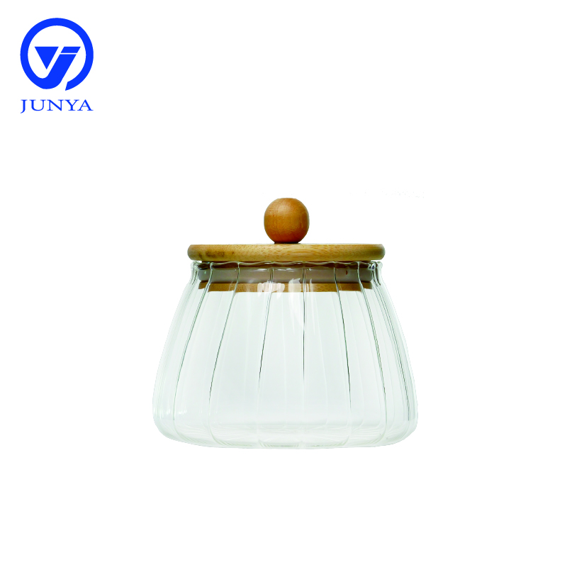 High-Borosilicate Glass Storage Jar with Bamboo Wood Ball Lid