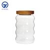 High-Borosilicate Glass Storage Jar with Bamboo Wood Lid Modern Shape