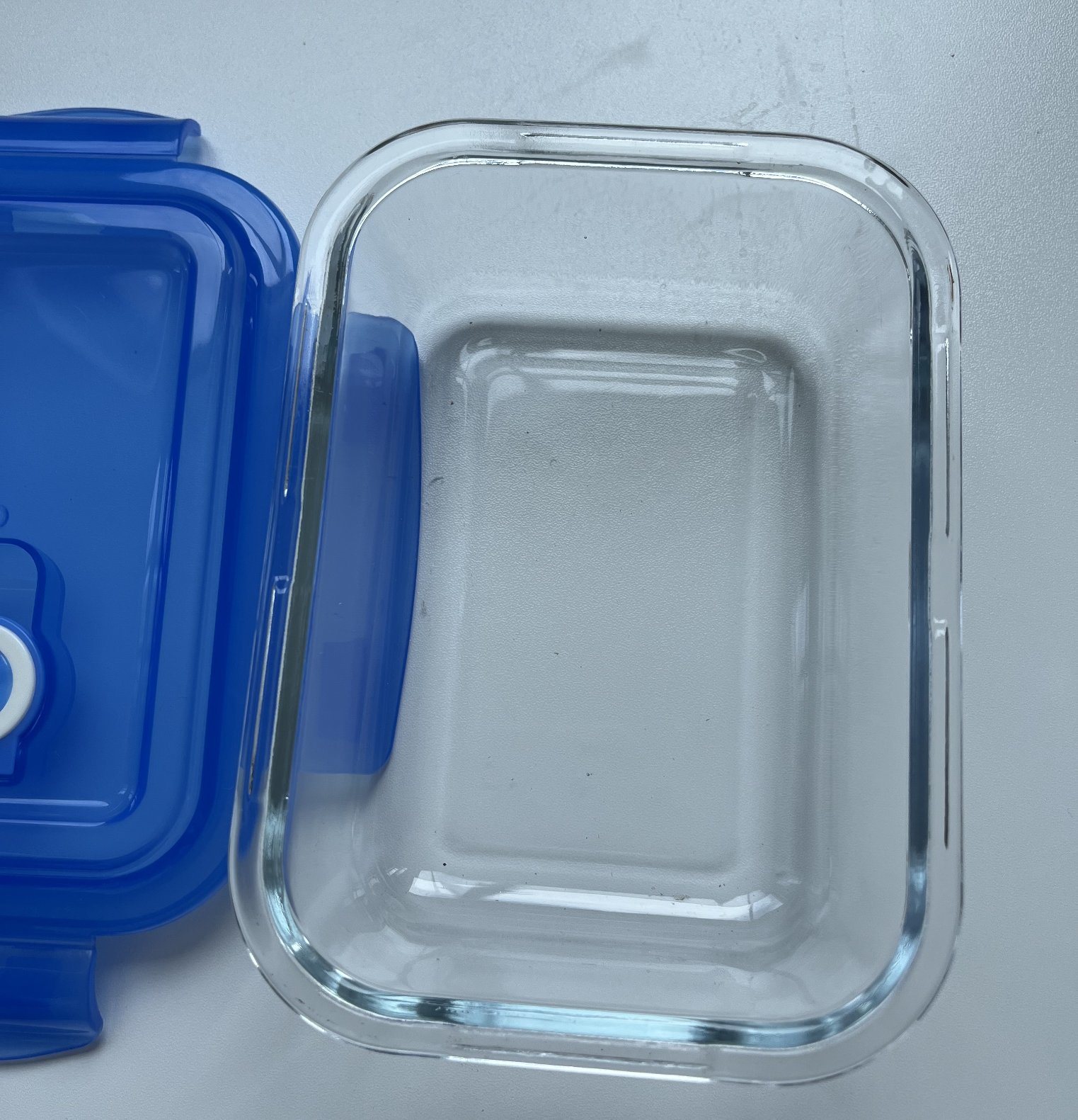 Rectangle Glass Food Container with Plastic Valve Lid