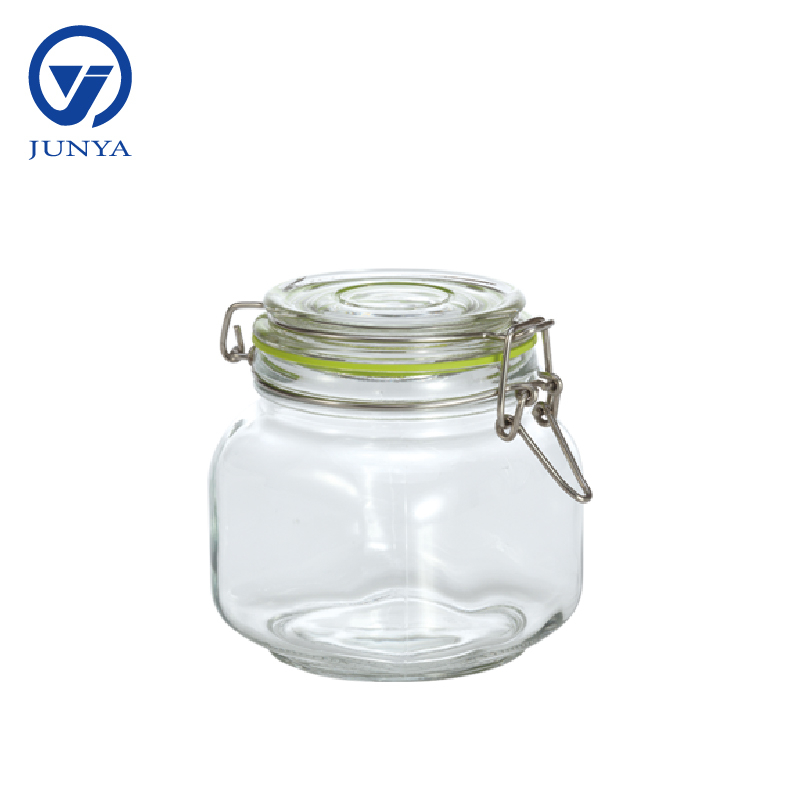 Glass Jar Square Shape with Steel Wire Buckle