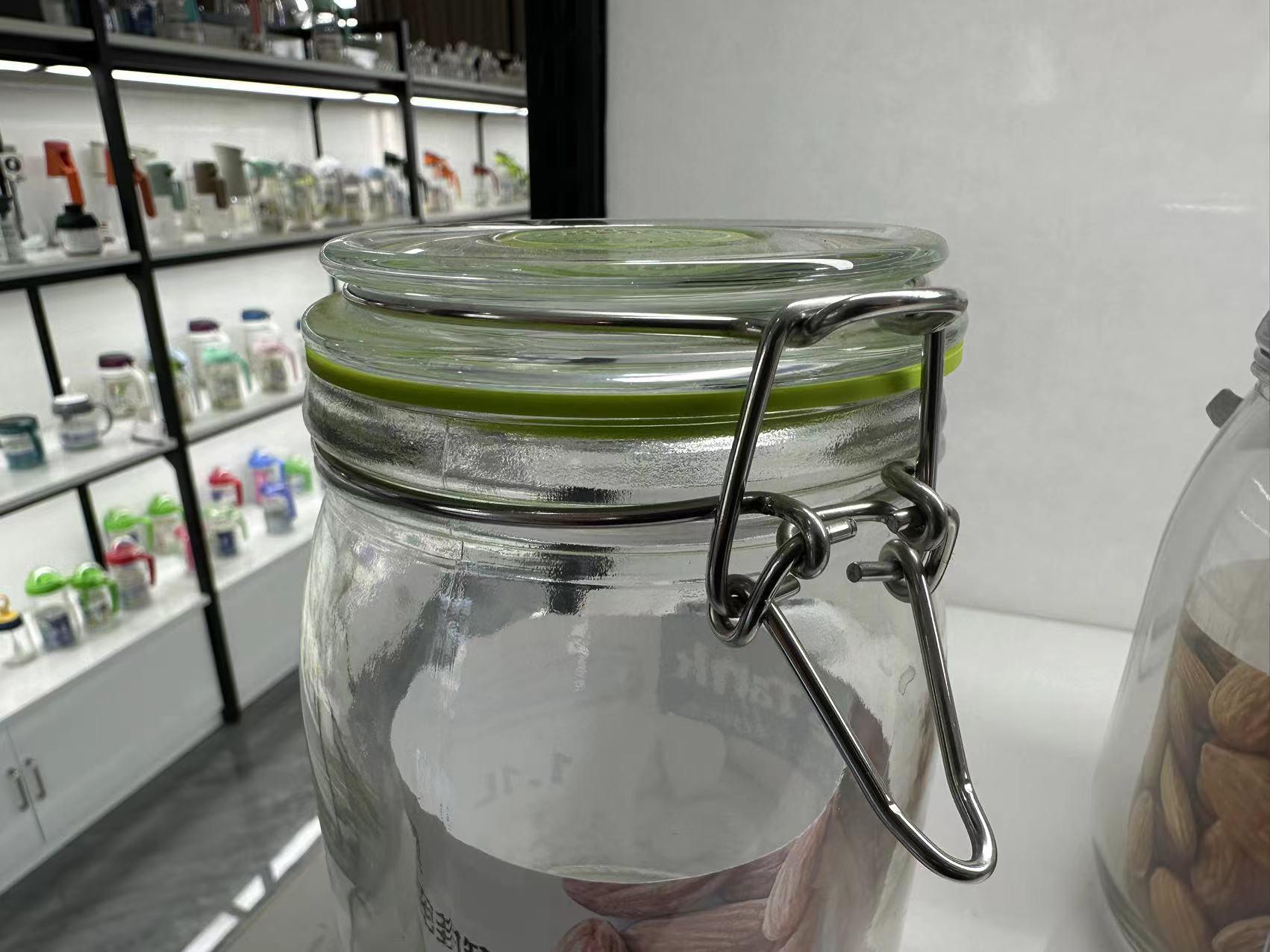 Glass Jar Square Shape with Steel Wire Buckle