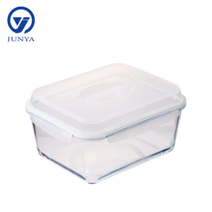 Large Size Glass Food Container with Handle of Plastic Top Cover