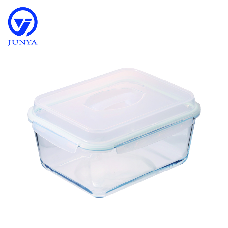 Large Size Glass Food Container with Handle of Plastic Top Cover