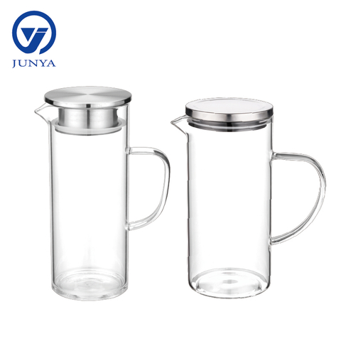 Large High-Borosilicate Glass Jug with Stainless Steel Lid