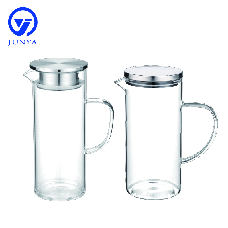 Large High-Borosilicate Glass Jug with Stainless Steel Lid