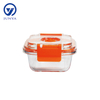 High-Borosilicate Glass Food Container with Orange Vacuum Lid Square Shape