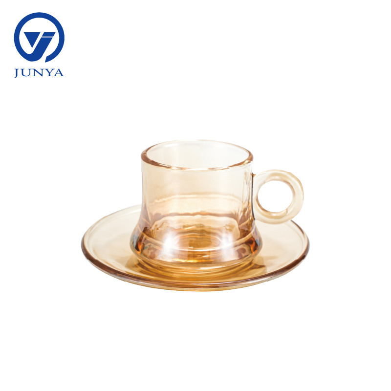 Glass Mug with Deep Blue Handle