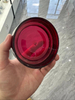 Glass Storage Jar with Red Plastic Lid Round Shape