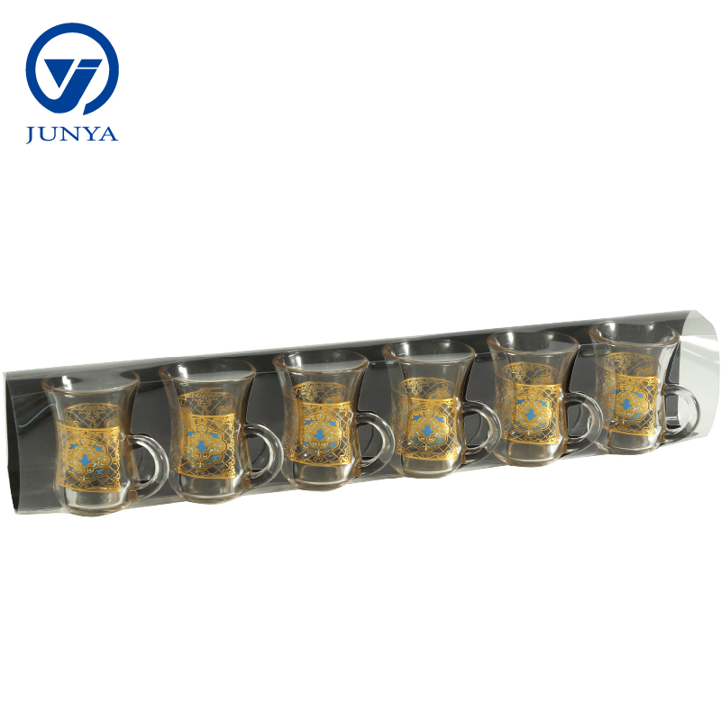 Delicate Glass Black Tea Mug Gift Set with Unique Design Pattern