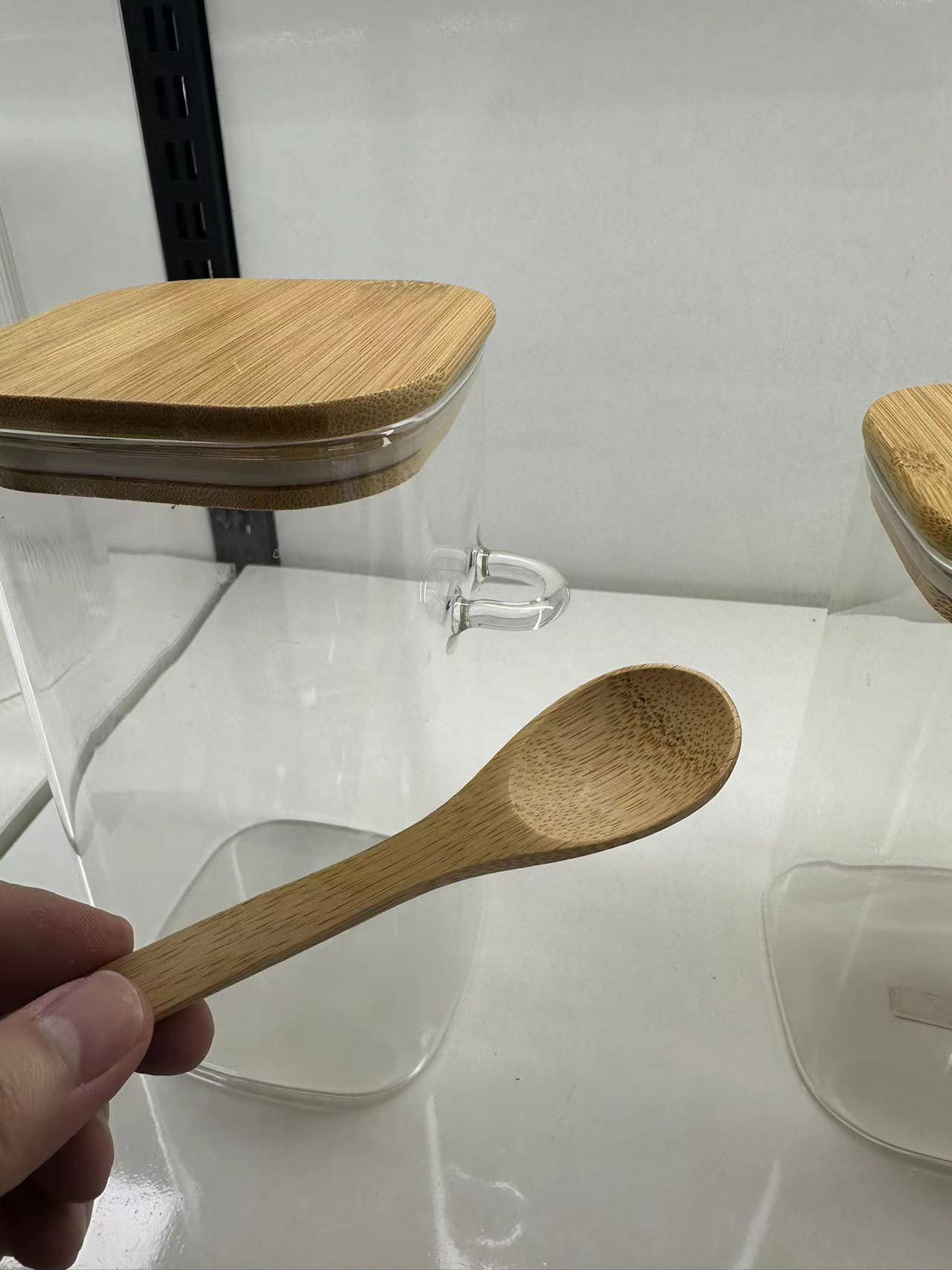 High-Borosilicate Glass Storage Jar with Bamboo Wood Lid And Wood Spoon