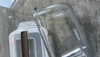 Large Size Glass Food Container with Handle of Plastic Top Cover