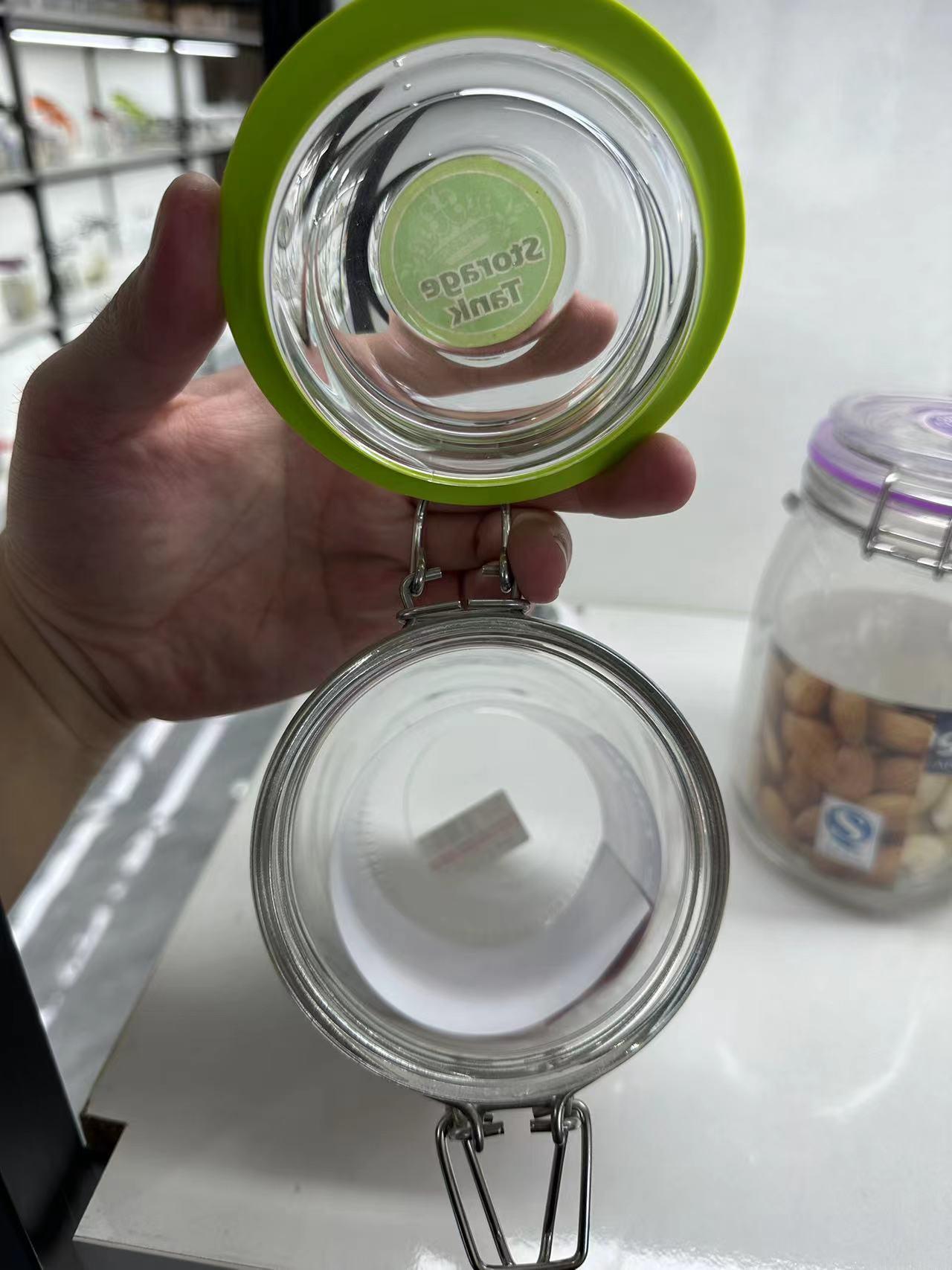 Glass Jar Square Shape with Steel Wire Buckle