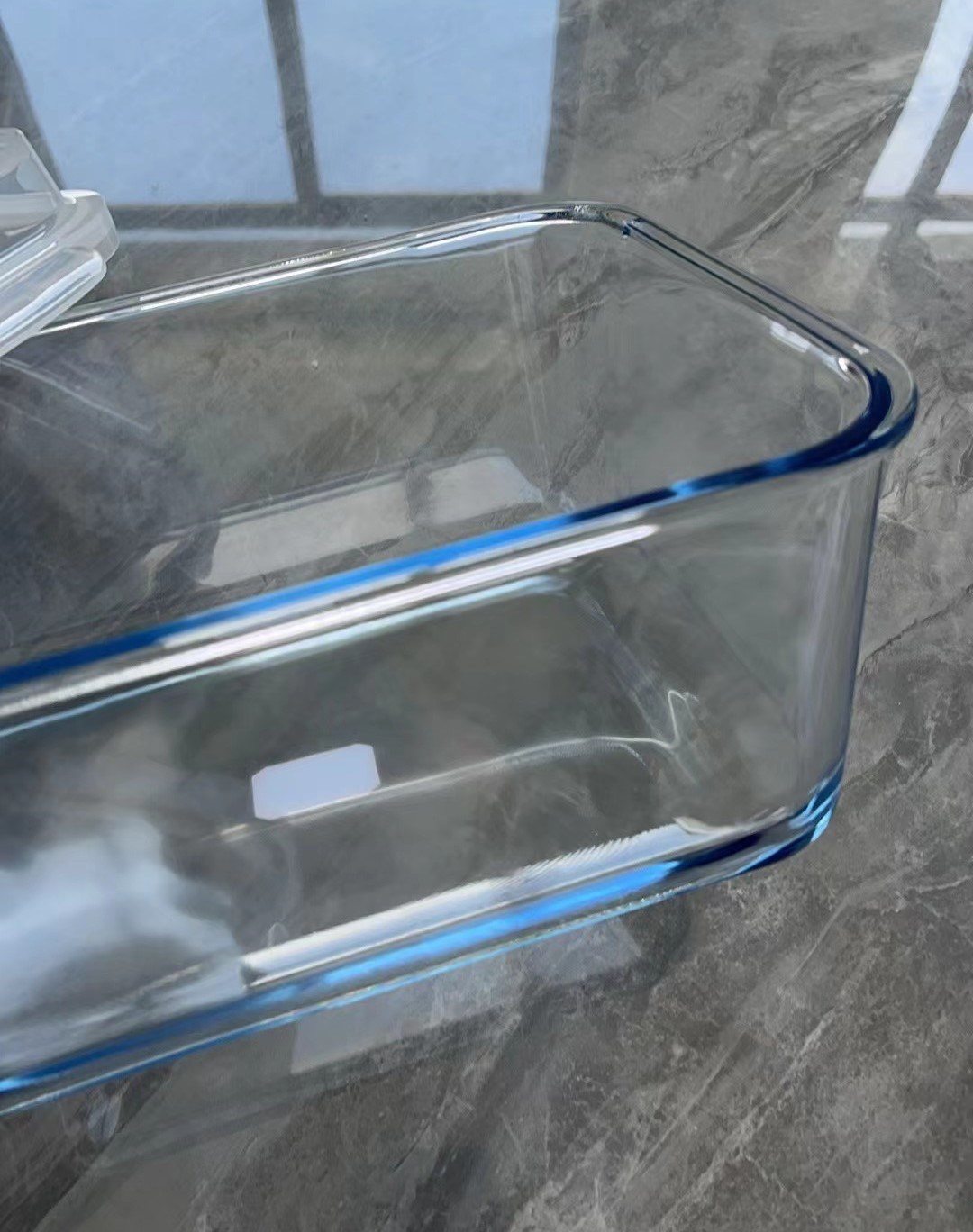 Large Size Glass Food Container with Handle of Plastic Top Cover